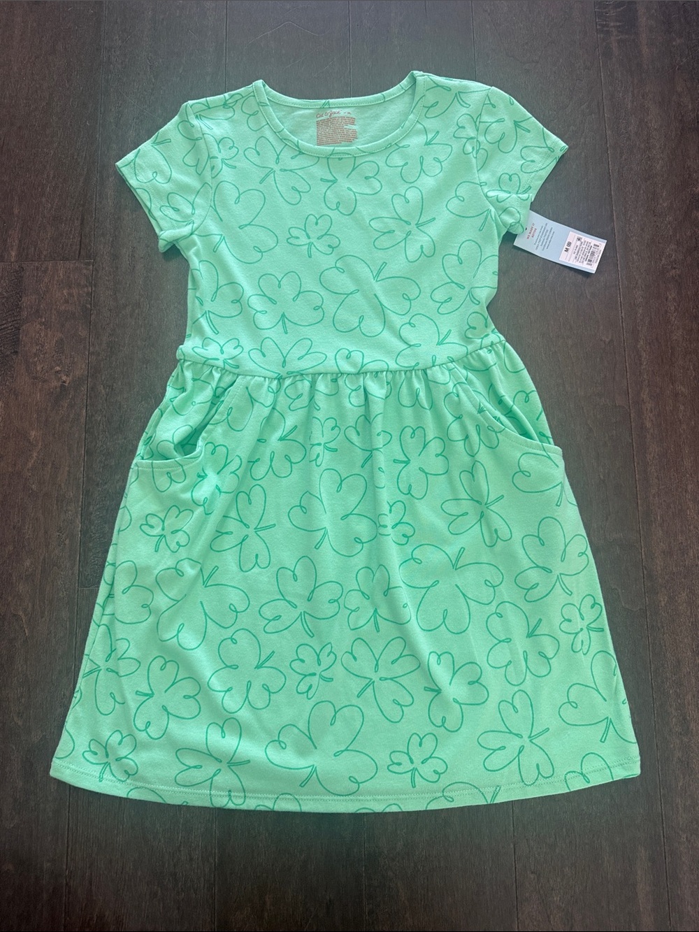 NWT Cat and jack girls medium 8 st Patrick’s day dress clover green